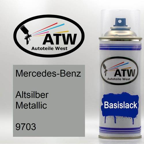 Mercedes-Benz, Altsilber Metallic, 9703: 400ml Sprühdose, von ATW Autoteile West.